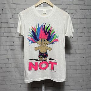 Vintage 90s Troll Doll Troll Not White T-Shirt Tee Size Medium Bright Colors